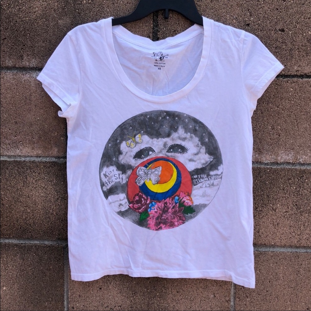 True Religion KISS The Sky White T Shirt Sz XS